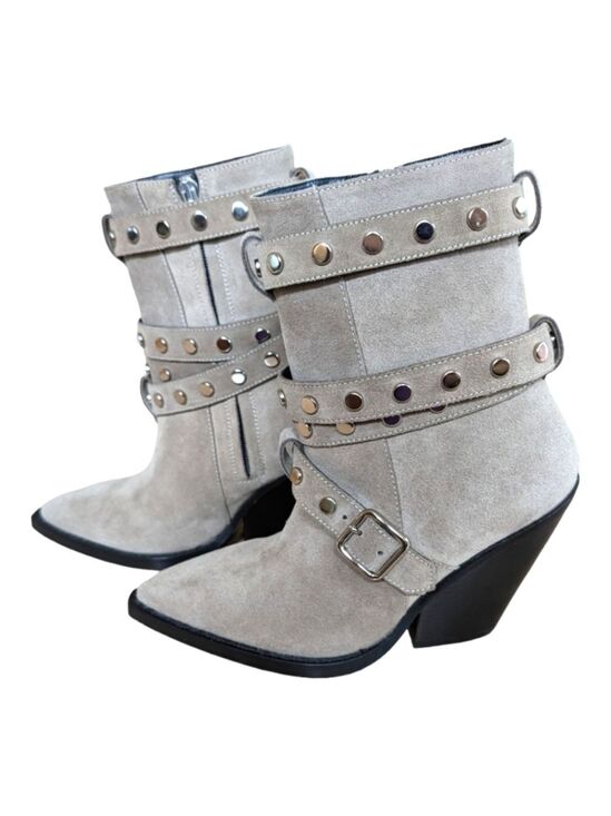 IRO Shoes - Iro Bonobal Wrap Around Strap Boots in Gray Suede Size EU 37 US 6.5 Like new